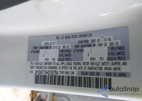 2017 Mazda Cx-3 Touring from USA, damaged, VIN JM1DKFC74H0163754